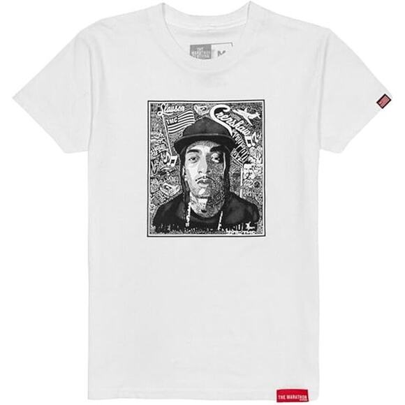 The Marathon Clothing Nipsey Hussle Graphic Tee White Crenshaw Mens Small NWT - Picture 1 of 6